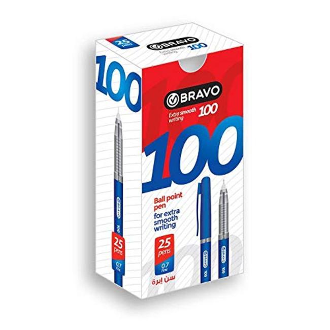 قلم جاف برافو 100 0.7 مم  - 25 قلم