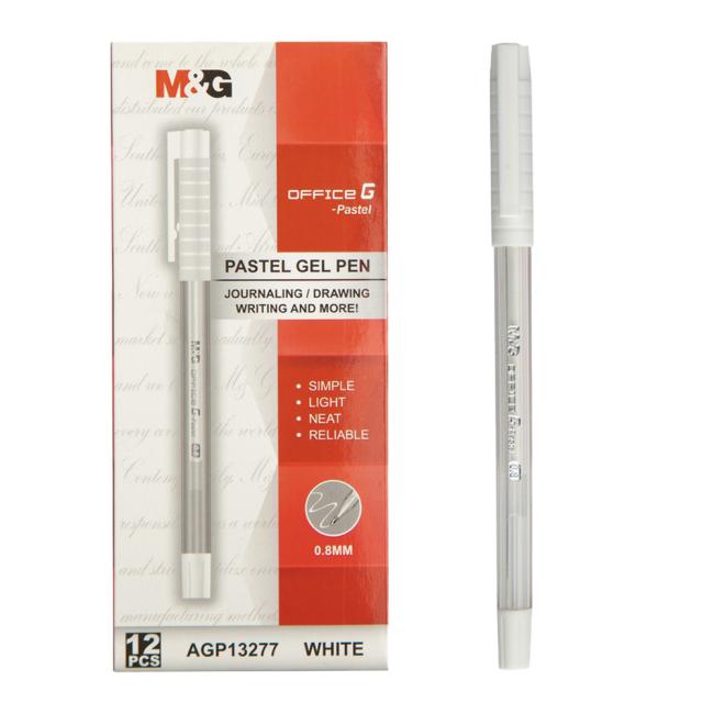  قلم جيل 0.8 ملي MG ابيض باستيل جيل 